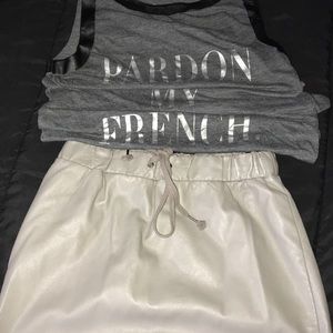 Faux leather skirt and top
